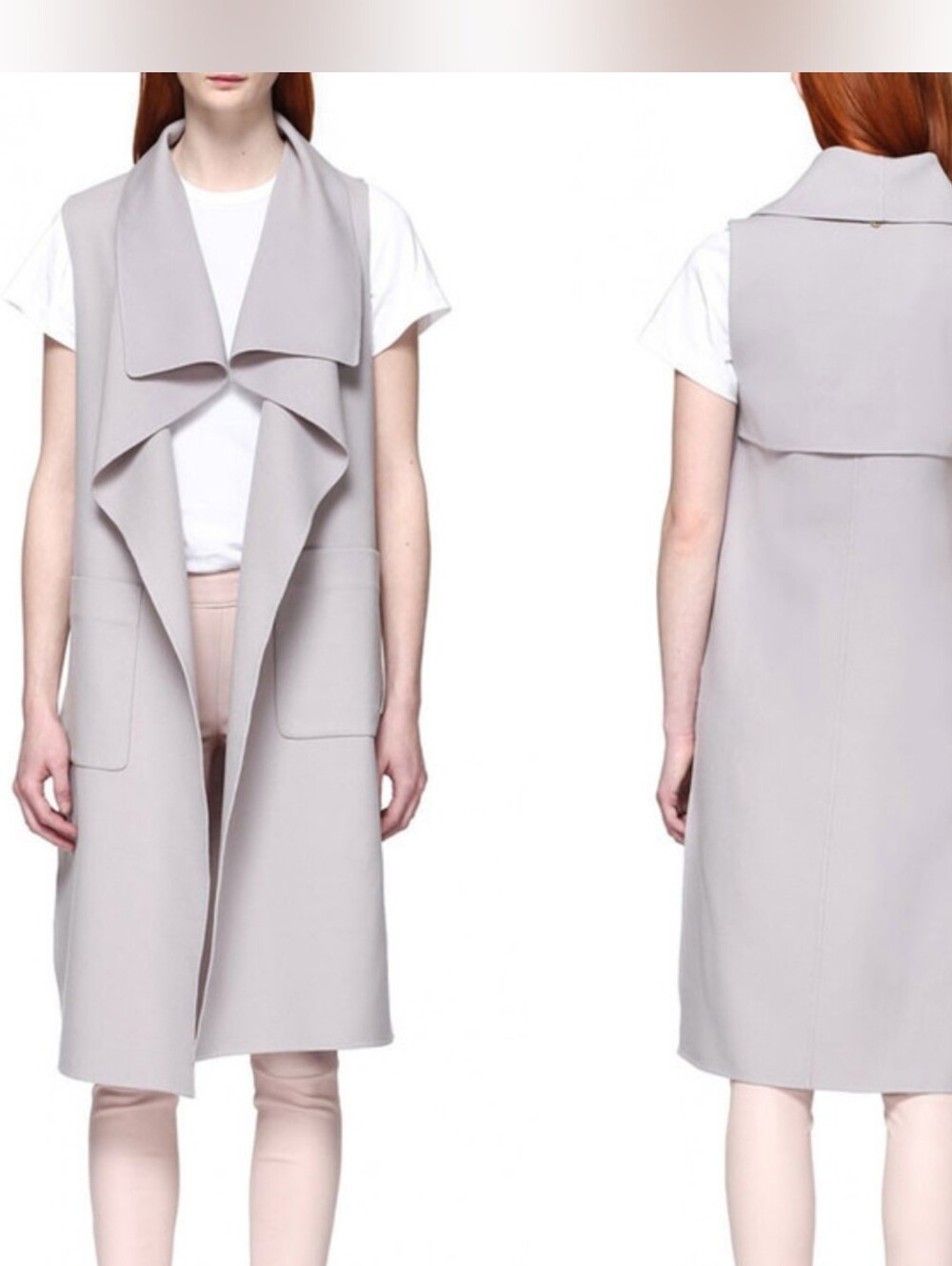 NWT Mackage Tessana Sleeveless Drape Vest in Light Gray Size Medium
